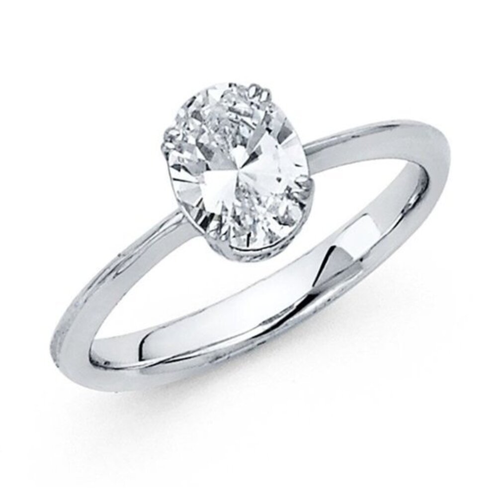 14K White Gold 1ct Oval Solitaire Engagement Ring